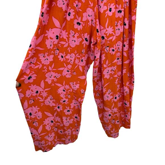 Rue Stiic Naveah Floral Jumpsuit XS Orange PInk Floral Cutout Tie Anthropologie - Picture 11 of 16